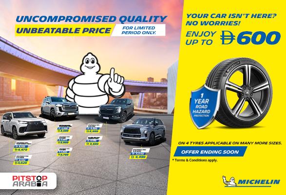 Michelin Tyres Unbeatable Offer — AED 600 Cashback + Enjoy 1 Year Road Hazard Protection