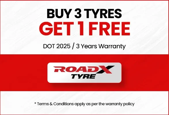  Buy 3 RoadX Tyres and Get 1 Free