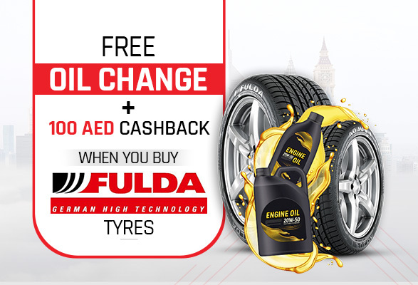 تغيير زيت مجانا + خصم 100 درهم عند شرائك لإطارات Fulda
