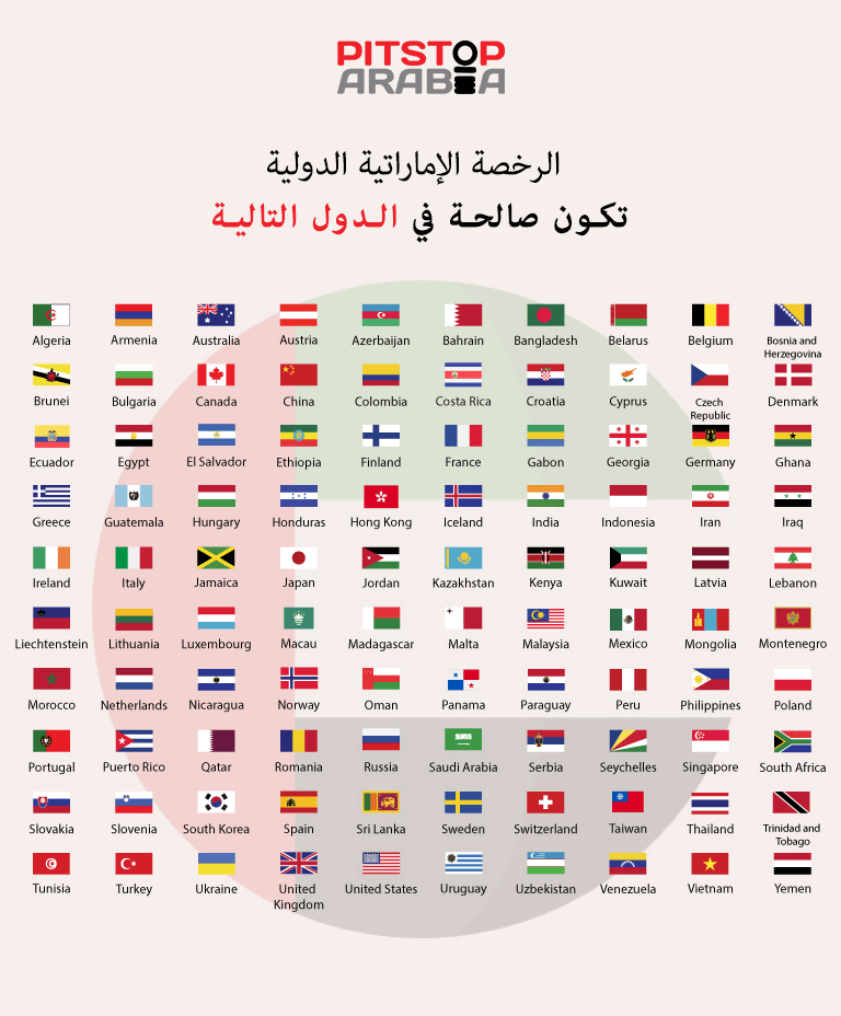 100 valid country list that accepts driving license in UAE